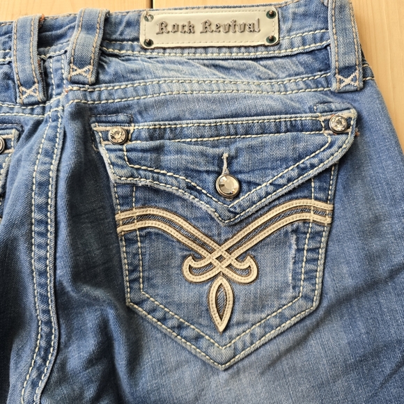 Rock Revival Elaina Boot Distressed Denim Jeans Size 29X31 - Picture 15 of 16